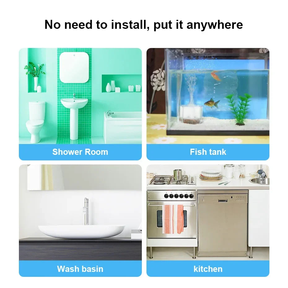 Loud Water Leak Alarm – 90dB Drip & Overflow Sensor (Kitchen, Bath, Basement)