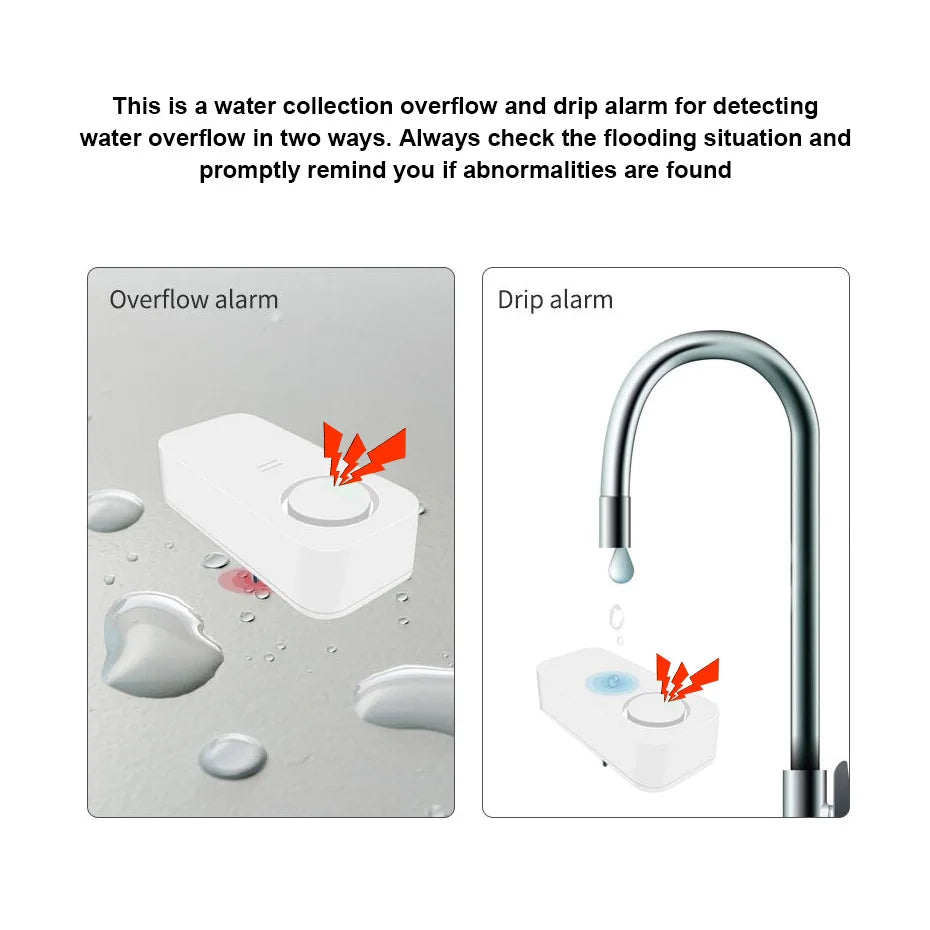 Loud Water Leak Alarm – 90dB Drip & Overflow Sensor (Kitchen, Bath, Basement)