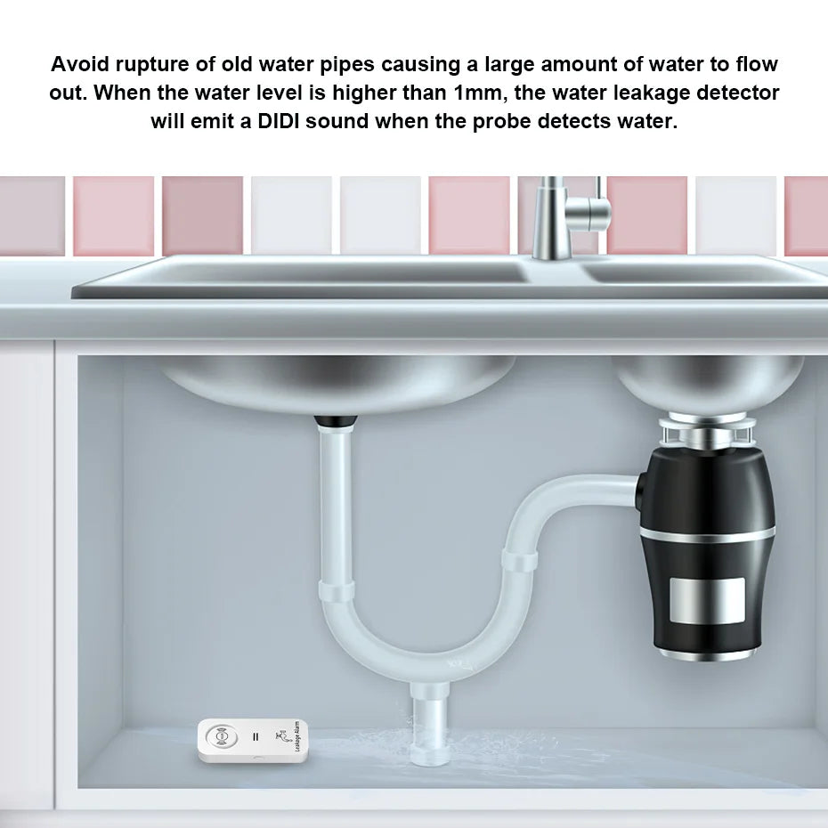 Loud Water Leak Alarm – 90dB Drip & Overflow Sensor (Kitchen, Bath, Basement)