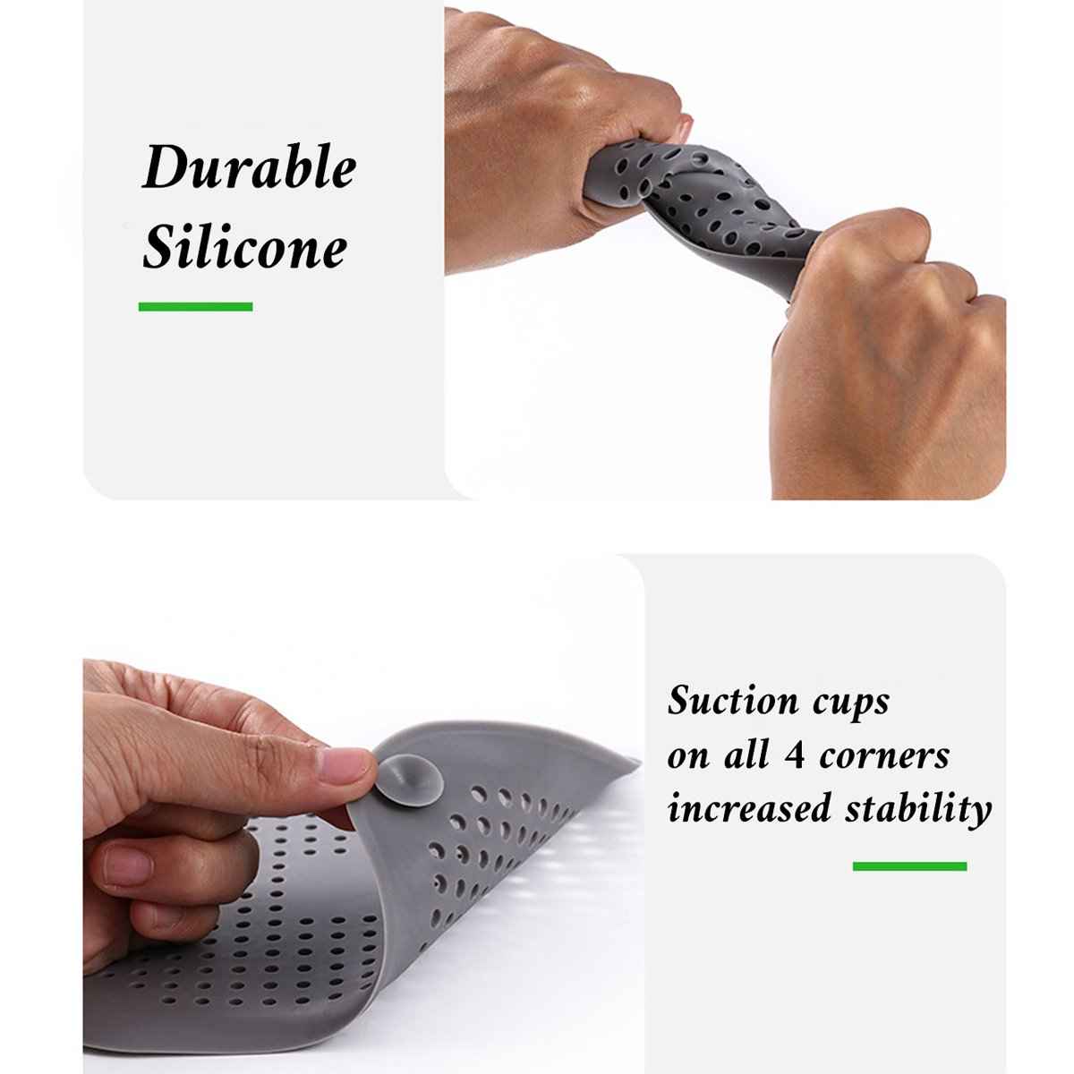 Square Silicone Drain Strainers – 4 Pack (Sink, Shower & Tub)