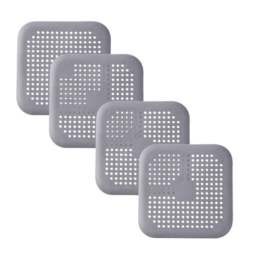 Square Silicone Drain Strainers – 4 Pack (Sink, Shower & Tub)